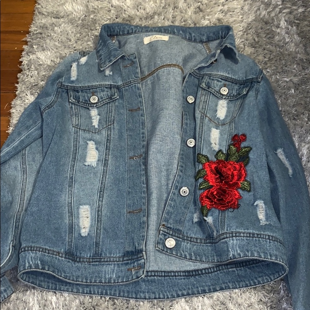 Elon Denim jacket rose embroidered